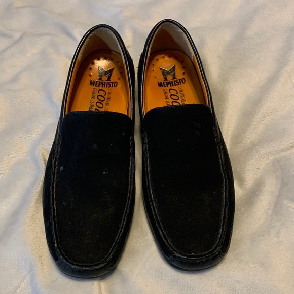Mephisto cool air Algoras mens slip on black suede loafer driving shoes size 7.5 - Picture 1 of 7